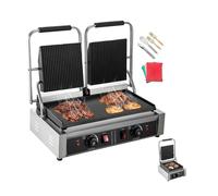 Grill à Contact électrique, plaque Panini commerciale antiadhésive for Camping en plein air, cuisson de sandwichs, viande Steak Pour les débutants en bricolage(Double Wave Plate)