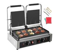 Grill à Contact électrique, plaque Panini commerciale antiadhésive for Camping en plein air, cuisson de sandwichs, viande Steak Pour les débutants en bricolage(Double Flat Plate)