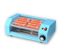 Grill à hot-dogs à rouleaux, appareil électrique de 300 W avec 5 rouleaux en acier inoxydable, surface antiadhésive idéale pour les apéritifs, format compact et bac récupérateur de graisse amovible.
