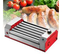 Grill à hot-dogs à rouleaux, cuiseur à saucisses en acier inoxydable 304 avec thermostat réglable de 0 à 250 °C, tambour rotatif antiadhésif pour la cuisine, les barbecues, bac récupérateur de grais