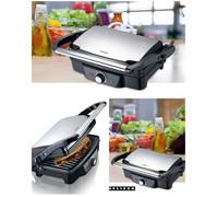 Grill à panini - MELISSA - 1600W - Plaques antiadhésives - Charnière 180° - Bac à huile