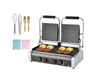Grill à panini professionnel VEVOR, appareil à panini électrique 3600 W, double presse à sandwich en acier inoxydable, grill à panini avec contrôle de température, plaque émaillée plate 48 x 23 cm, po