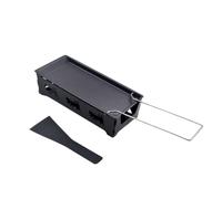 Grill au Fromage Portable Mini Antiadhésif avec Poignée en Fer | Cuisine et Table, Rack de Cuisson Noir, Spatule et Plateau Inclus, Service Facile
