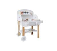 Grill Barbecue en Bois Jouet d'Eveil pour Enfant avec Accessoires Blanc