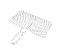 Grill Basket - Stainless Steel Fish Grill Basket, Perfect For Grilling Vegetables | Gril Meat Clamp For Bbq Outdoor Kitchen Fish Chicken Steak Shrimp Camping Fishing | Sauce Bottle Brush Andpouch
