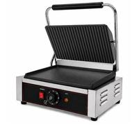 Grill contact électrique panini - 340 x 230 mm - Plaques sup. rainurée / inf. lisse - 2,2 kW - 230 V
