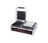 Grill contact électrique panini double 3.6 kW - plaques sup rainurées, inf lisse - 230V