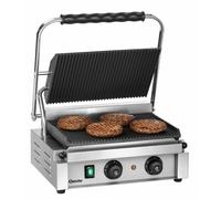 Grill Contact Panini-T - Rainuré - Fonte Emaillé - 2,2 kW - 410x400x(H)200mm