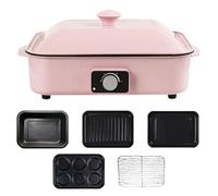 Grill électrique 4 en 1 Hot Pot, 1200 W Multi-Cookeers BBQ sans fumée, hotpot, poêle antiadhésive avec contrôle de la température, facile à nettoyer, pot à cuisson multifonction, dîner en famill Pink