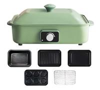 Grill électrique 4 en 1 Hot Pot, 1200 W Multi-Cookeers BBQ sans fumée, hotpot, poêle antiadhésive avec contrôle de la température, facile à nettoyer, pot à cuisson multifonction, dîner en famil green