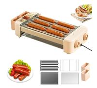 Grill électrique à rouleaux pour saucisses 550 W, température réglable de 120 à 250 °C, cuiseur à tambour antiadhésif pour hot-dogs, charcuterie, nems, appareil compact de comptoir pour la cuisine d