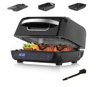 Grill électrique, friteuse à air multifonction 8 en 1, 1700 W, 6 L, 450 °F température et 120 minuterie réglables, facile à