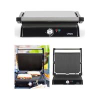Grill électrique - LIVOO - 2200W - Ouverture 180° (plancha) - Plaques rainurées antiadhésives - Surface 29x23 cm