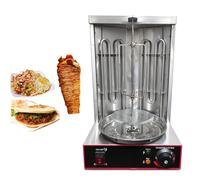 Grill électrique Machine à kebab électrique Gril à kebab électrique Machine à gyroscope 2 tubes de chauffage Gril à kebab électrique Gril de table BBQ Döner Automatic Rotating Grill Machine 50-300℃