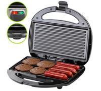 Grill électrique noir 750W appareil à sandwichs viande saucisse témoins lumineux