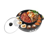 Grill Et Hot Pot Électrique 2 En 1 Appareil De Cuisson Multifonction 2000W 220V Plancha Électrique Avec Marmite, Hotpot Wok BBQ Grill D'intérieur Sans Fumée Pour 5-6 Personnes