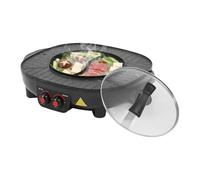 Grill Et Hot Pot Électrique 2 En 1 Appareil De Cuisson Multifonction 2000W Plancha Électrique Avec Marmite 3L, Hotpot Wok BBQ Grill D'intérieur Sans Fumée Pour 5-6 Personnes