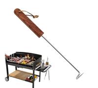 Grill Fleischhaken Flipper - Edelstahl Pigtail Food Turner, Ergonomischer Holzgriff Zopffleischflipper, Robustes BBQ Grillzubehör Wender, Fleischwender Haken | Für Rippchen Hühnchen Steaks