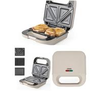 GRILL + GAUFRIER + CROQUE 750W - 3 sets de plaques interchangeables