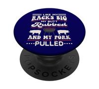 Grill I Like My Racks Big My Butt Frotté et BBQ au Porc effiloché PopSockets PopGrip Adhésif