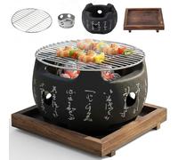 Grill japonais, poêle de camping ronde, petit gril Yakitori avec maille et base, barbecue d'intérieur portable pour Yakiniku, Yakitori, Robata, petit
