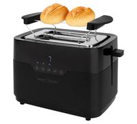 ProfiCook Toaster 2 Scheiben mit Brötchen Aufsatz und extra breitem Toast-Schlitz, Auftaufunktion, 7 einstellbare Bräunungsstufen Edelstahl gleichmäßige Toaster schwarz matt, PC-TA 1244