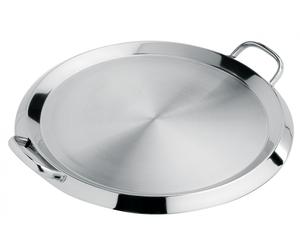 Grill Plancha rond à poignées Inox 34 cm