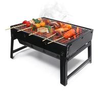 Grill portable charbon de bois, gril à barbecue pliable avec assiette de carbone, parfait pour les barbecues en plein air, le camping, les voyages, les pique-niques, le mini charbon bois fête à
