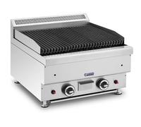 Grill professionnel pierre de lave gaz naturel 2 x 7200 watts 50 x 47 cm 460 °c acier inoxydable fonte de fer acier argent Helloshop26 14_0009117
