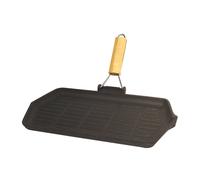 Grill rectangulaire fonte 33,5 x 19,5 cm - manche rétractable fonte émaillée 37
