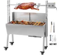 Grill Rotatif Barbecue Charbon électrique Bbq Rôtissoire Acier Inox - 60 Kg, 25 W, Pour un usage commercial & domestique, Réglable en Hauteur