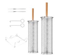 Grill roulant en acier inoxydable - Panier de barbecue rotatif portable, panier de camping pour légumes et crevettes, outil de cuisine en plein air, accessoires de barbecue pour homme