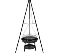 Grill suspendu sur trépied - Lund - Grille 46 cm - Acier - Facile à installer - Portable - Idéal pour barbecue