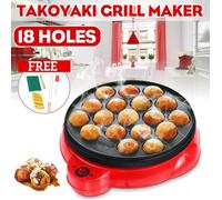 Grill Takoyaki - TEMPSA - 18 Trous - 650W - Rouge + Noir - Interrupteur Indépendant