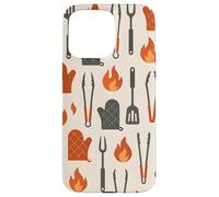 Grill Tools and Fire Icons Minimal BBQ Pattern Coque pour iPhone 15 Pro Max