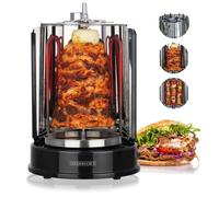 Grill Vertical - Heinrichs - 1400W - Noir - Facile à Nettoyer - Cuisson Rotative