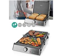 Grill Viande Inox 2000W 29 x 23 cm -Viande-Panini-Poissons- Croque Bac récupération