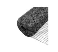 VOUNOT® Grillage a Poule en PVC Gaine Gris 1x50m Maille 25mm Hexagonal Triple Torsion Clôture Résistant Poulailler Jardin Grillage pour Élevage Volaille, Filet résistant aux Intempérie Gris