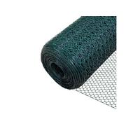 VOUNOT® Grillage a Poule en PVC Gaine Gris 1x50m Maille 25mm Hexagonal Triple Torsion Clôture Résistant Poulailler Jardin Grillage pour Élevage Volaille, Filet résistant aux Intempérie Vert
