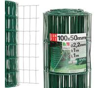 Grillage cloture jardin vert PVC, mailles 100 x 50 mm Ø 2.2 mm, hauteur 100cm, rouleau 1m, acier galvanisé plastifié, grillage a poule, cloture exterieur animaux, voliere poulailler, Lun Fix