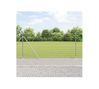 Grillage de Champ vidaXL 1,2 x 50 m Acier Galvanisé, Poteaux de grillage vidaXL avec plaques de base 13 pcs Ø32 mm 68,5 cm Acier Galvanisé