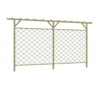 Grillage de jardin avec dessus de pergola en bois de pin imprégné, vert, 335 x 200 cm, brise-vue, aide au treillis pour jardin, terrasse, cour avec montage et sécurité