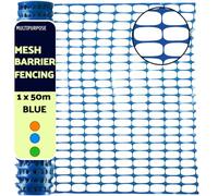 Grillage en plastique 1 m x 50 m - Clôture de sécurité temporaire pour la construction, les chantiers, le jardin, les barrières pour animaux de compagnie et les événements en orange, jaune, vert, bleu