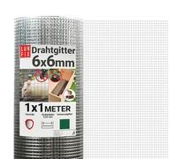 Grillage galvanisé 6x6mm 1x1m maille fine 0,65mm, grillage à poule, enclos lapin, cage lapin, volière, protection anti rongeur, clôture jardin robuste, grillage métallique polyvalent