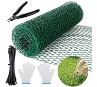 Grillage pour poulet, 0.4 mx5 m, rouleau de grillage galvanisé antirouille, taille du trou de 25 mm, clôture avec gants, pince et attaches à glissière pour poulet, lapin, chien, renard, blaireau