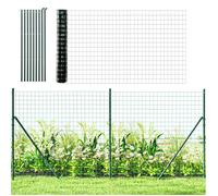 Grillage Rouleau soudé - Outsunny - poteaux, Jambes de Force Inclus - Maille 7,3L x 6,3l cm - 10L x 2H m Acier revêtement PVC Vert