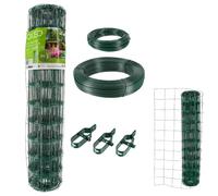 Grillage soudé - Rouleau 25x1m - épais. 2mm - Acier galvanisé plastifié - Tendeurs et câbles inclus (Maille 100 x 100 mm)