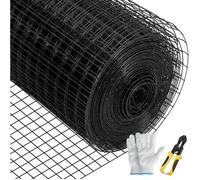 VEVOR Grillage métallique 122x1524 cm treillis en acier galvanisé enduit de vinyle calibre 16 maille avec pince coupante et paire de gants tissu pour clôtures de jardin, enclos d'animaux de compagnie