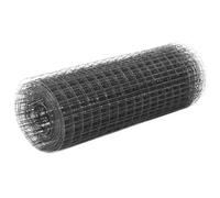 vidaXL Grillage en acier avec revêtement en PVC 25 x 0,5 m maillage carré gris