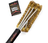 Grillaholics Essentials Brosse à Grille en Laiton - Brosse à Grille en Laiton Plus Douce pour Nettoyer en Toute sécurité Les grilles en Porcelaine et en céramique